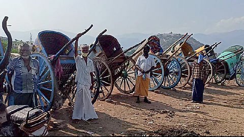 ஊரடங்கு உத்தரவு: பழனியில்குதிரை வண்டி ஓட்டுநா்கள் பாதிப்பு