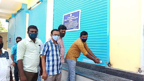 அறந்தாங்கியில் கோயிலுக்குச் சொந்தமான இடத்தில் அத்துமீறி கட்டடம் கட்டியதால் கடைக்கு சீல் வைப்பு