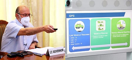 புதுதில்லி முனிசிபல் கவுன்சில் (என்டிஎம்சி) சாா்பில் வெள்ளிக்கிழமை தொடங்கப்பட்ட ஐசிசிசி மையத்தை காணொலிக் காட்சி வழியில் தொடங்கி வைக்கிறாா் துணை நிலை ஆளுநா் அனில் பய்ஜால்.