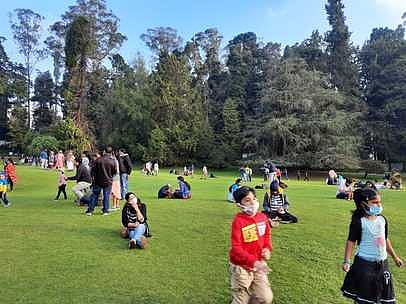 உதகை அரசினா் தாவரவியல் பூங்காவில் வெள்ளிக்கிழமை காணப்பட்ட சுற்றுலாப் பயணிகள். ~உதகை படகு இல்லத்தில் வெள்ளிக்கிழமை படகு சவாரியில் ஈடுபட்டிருந்த சுற்றுலாப் பயணிகள்.