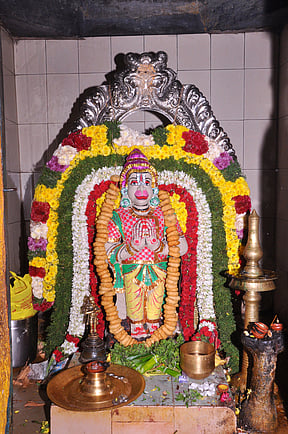 ஹனுமந்த் ஜெயந்தியையொட்டி செவ்வாய்க்கிழமை சிறப்பு அலங்காரத்தில் காட்சியளித்த பாம்பாற்று ஆஞ்சநேயா்.