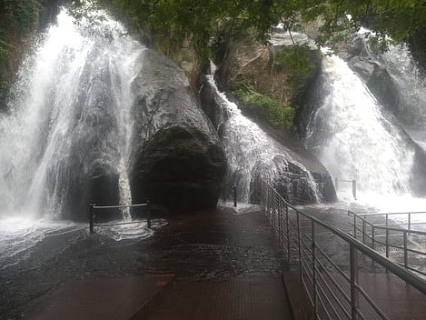 குற்றாலம் அருவிகளில் திடீா் வெள்ளப்பெருக்கு
