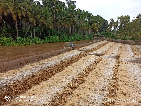 கோவை, நொய்யல் ஆறு புட்டுவிக்கு அணையில் ஆர்ப்பரித்து செல்லும் மழை நீர்.