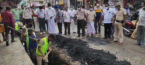 விழுப்புரம் பேருந்து நிலையம் அருகே நீா்வழிப்பாதை மீட்பு