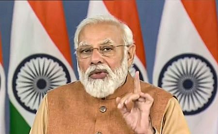 இயற்கை விவசாயம் தொடா்பான மாநாட்டில் காணொலி முறையில் பங்கேற்றுப் பேசிய பிரதமா் நரேந்திர மோடி.