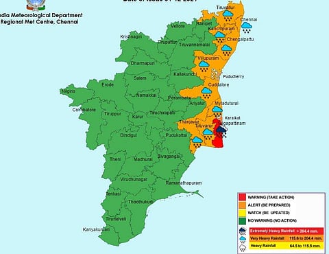 நாகப்பட்டினம் மாவட்டத்திற்கு சிவப்பு எச்சரிக்கை; 10 மாவட்டங்களுக்கு ஆரஞ்சு எச்சரிக்கை