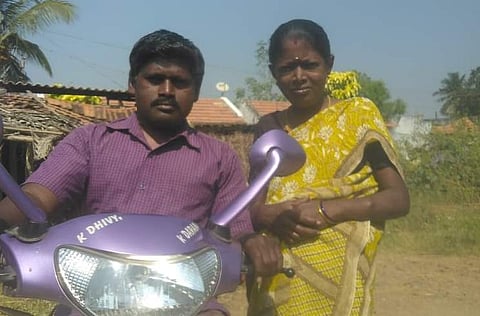 மாற்றுத்திறனாளி கிருஷ்ணசாமி, அவரது மனைவி பிரியதர்ஷினி