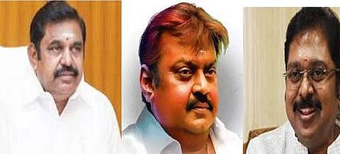 முதல்வா் எடப்பாடி பழனிசாமி, விஜயகாந்த், டி.டி.வி.தினகரன்.