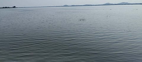 கடல்  போல்  காட்சியளிக்கும்  காவேரிப்பாக்கம்  ஏரி.