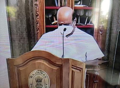 புதுவையில் தற்காலிக பேரவைத் தலைவராக பதவியேற்ற க.லட்சுமி நாராயணன்.