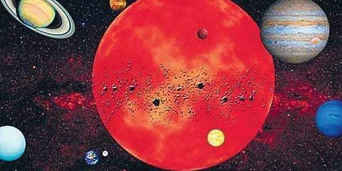 முழு ஒளி கிரக சூரியனுடன் இருள் கிரக சனி சேர்க்கை