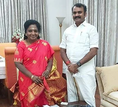 புதுச்சேரி துணைநிலை ஆளுநர் தமிழிசையுடன் மத்திய அமைச்சர் எல். முருகன் சந்திப்பு