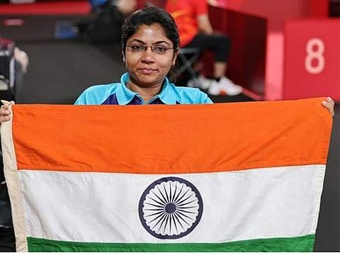 டோக்கியோ பாராலிம்பிக் போட்டியில் வெள்ளிப்பதக்கம் வென்ற பவினாபென் படேல்.