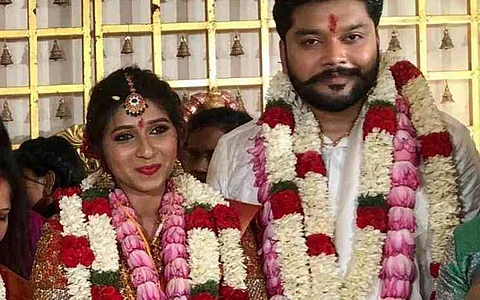 சென்னை வானகரத்தில் உள்ள மண்டபத்தில் நடைபெற்ற ஐஸ்வர்யா - அகுல் திருமணம்.
