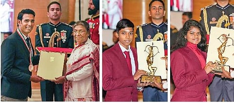 சரத் கமலுக்கு கேல் ரத்னா; பிரக்ஞானந்தா, அனிகாவுக்கு அா்ஜுனா- தேசிய விருதுகள் அளிப்பு