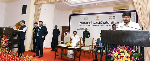 சென்னை சேப்பாக்கம் திருவல்லிக்கேணி தொகுதி சட்டப்பேரவை உறுப்பினரும் தமிழக முதல்வர் மு.க.ஸ்டாலினின் மகனுமான உதயநிதி ஸ்டாலின் தமிழக அமைச்சராகப் பதவியேற்றார்.