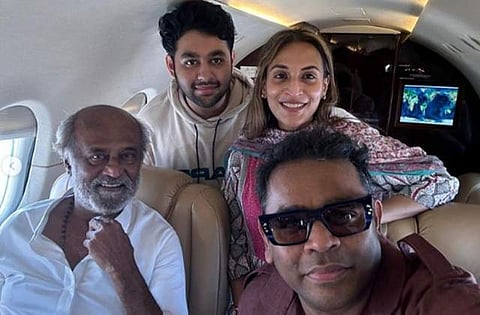 ரஜினியும் மகளும், ஏ.ஆர்.ரஹ்மானும் மகனும்! வைரலாகும் குடும்ப செல்ஃபி