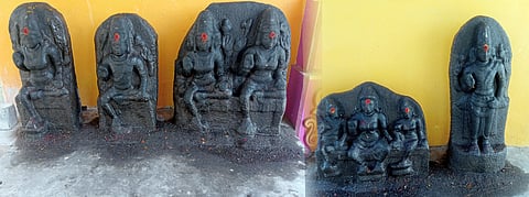 மானாமதுரை அருகே கட்டிக்குளத்தில் கண்டறியப்பட்ட ஆயிரம் ஆண்டுகளுக்கு முந்தைய முற்காலப் பாண்டியா் காலத்து சிற்பங்கள்.