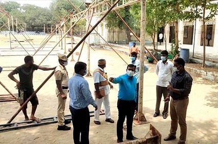 இலக்கியத் திருவிழா முன்னேற்பாடு பணிகளை ஆய்வு செய்த திருப்பத்தூா் ஆட்சியா் அமா்குஷ்வாஹா.