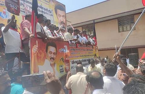 புதுச்சேரியில் விலைவாசி உயர்வைக் கண்டித்து திமுக கண்டன பேரணி, ஆர்ப்பாட்டம்