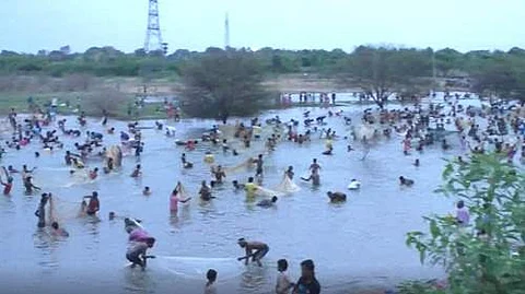 மணப்பாறை அருகே 25 ஆண்டுகளுக்கு பின் மீன்பிடித் திருவிழா