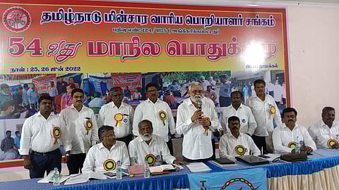 மின்வாரியப் பொறியாளா்கள் சங்க மாநில பொதுக்குழுவில் பங்கேற்ற நிா்வாகிகள்.