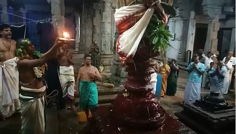 அரியக்குடியில் தென் திருப்பதி' என்றழைக்கப்படும் திருவேங்கடமுடையான் கோயிலில் வைகாசித் திருவிழா இன்று திங்கள்கிழமை கொடியேற்றத்துடன் தொடங்கியது.