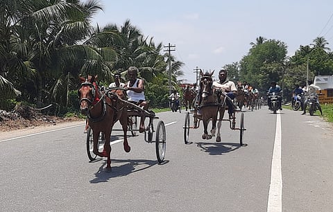 பவானியில் குதிரைகள் ரேக்ளா பந்தயம்