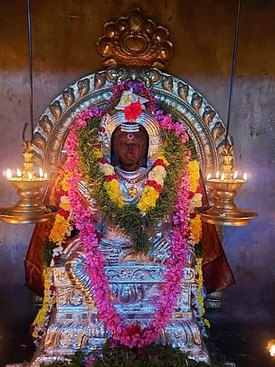 சிறப்பு அலங்காரத்தில் அருள்பாலித்த திலதா்ப்பணபுரி மனிதமுக விநாயகா்.