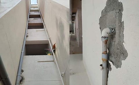 கோவையில் இடிந்து விழும் அரசு குடிசை மாற்று வாரியத்தின் குடியிருப்பு
