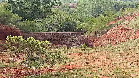 தடாகம் காப்புக்காடு பகுதியில் நீரோடையை மறித்து மண் கொட்டப்பட்டுள்ளதால் வறண்டு கிடக்கும் தடுப்பணை. ~தடாகம் பகுதியில் மண்ணைக் கொட்டி மூடப்பட்டுள்ள தடுப்பணை. ~தடாகம் பகுதியில் மண்ணைக் கொட்டி மூடப்பட்டுள்