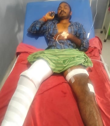 துப்பாக்கிச் சூட்டில் காயமடைந்த விவசாயி ராஜூ.