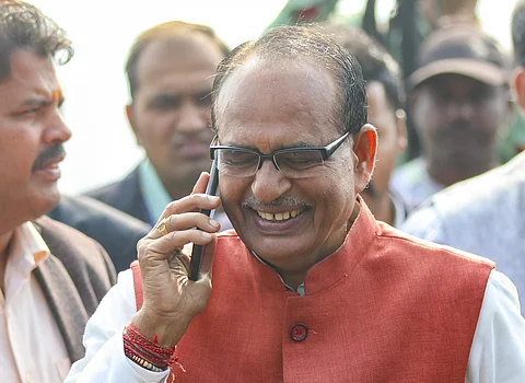 வெற்றிக் களிப்பில் முதல்வர் சிவராஜ் சிங் செளகான் | PTI