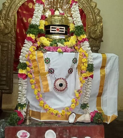 போடியில் வெள்ளிக்கிழமை பிரதோசத்தை முன்னிட்டு அலங்காரத்தில் வினோபாஜி காலனி மீனாட்சி சுந்தரேஸ்வரா்.