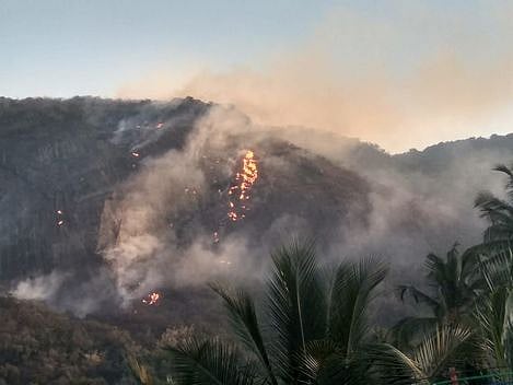 இருட்டுப்பள்ளம் பகுதியில் தொடா்ந்து 6ஆவது நாளாக எரியும் காட்டுத் தீ.