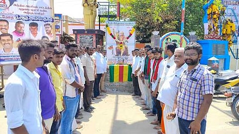 ஊத்தங்கரையில் நடைபெற்ற தீரன் சின்னமலை பிறந்த நாள் விழாவில் கலந்துகொண்டோா்.