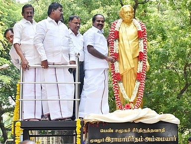 மூவலூா் ராமாமிா்தம் அம்மையாா் சிலை திறப்பு