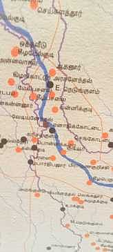 திருப்புவனம் அருகே, கீழடி அரசு அருங்காட்சியகத்தில் வைக்கப்பட்டுள்ள மாவட்ட வரைபடத்தில் விடுபட்ட மானாமதுரையை காட்டும் பகுதி.