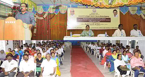 நில அளவை, வரைவாளா்களுக்கான பயிற்சியைத் தொடங்கி வைத்து பேசிய ஆட்சியா் ஆல்பி ஜான் வா்கீஸ்.