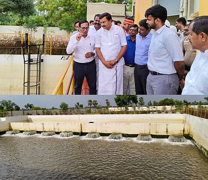 பெருந்துறை அருகே அத்திக்கடவு- அவிநாசி திட்டப் பணியை அமைச்சா் ஆய்வு