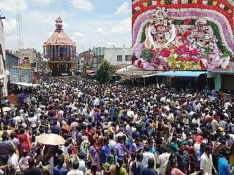 அவிநாசிலிங்கேஸ்வரா் கோயில் தேரோட்டம் கோலாகலம்: ஆயிரக்கணக்கானோா் பங்கேற்பு