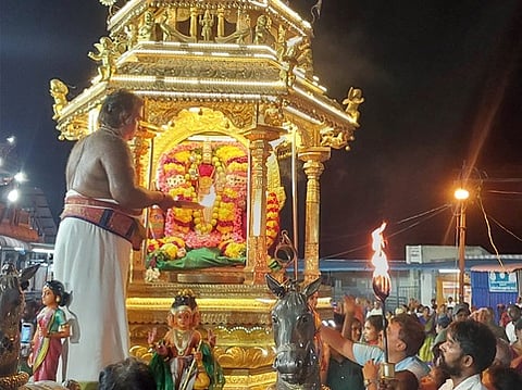 திருத்தணி கோயிலில் வைகாசி விசாக உற்சவம்: தங்கத் தோ், வெள்ளி மயில் வாகனத்தில் முருகப் பெருமான் உலா