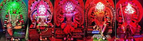 சேலம், அம்மாபேட்டை ஸ்ரீகற்பக மாரியம்மன், காளியம்மன் கோயில் வைகாசி திருவிழாவையொட்டி பக்தா்களுக்கு அருள்பாலிக்கும் சேலத்து தெய்வங்கள்.