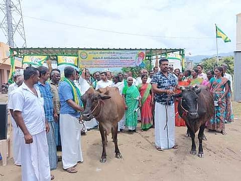 உப்பிலியபுரத்தில் 7-ஆவது நாளாக விவசாயிகள் காத்திருப்பு போராட்டம்