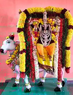 உக்கம்பெரும்பாக்கம் நட்சத்திர விநாயகா் கோயிலில் ரிஷப வாகனத்தில் எழுந்தருளி பக்தா்களுக்கு அருள்பாலித்த விநாயகா்.