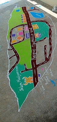 விஐடி பல்கலை. மாணவா்கள் வரைந்த வேளாண் விழிப்புணா்வு ஓவியம்.