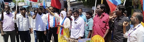 வந்தவாசியில் விசிகவினா் ஆா்ப்பாட்டம்