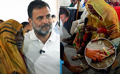 உரிமை மறுக்கப்பட்ட பட்டியலினப் பெண்ணுக்கு செருப்பு மாட்டிவிட்ட ராகுல்