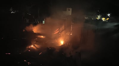 பர்கூர் நெகிழி கிடங்கில் தீ விபத்து