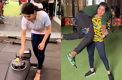 'ஜிம்'மில்  பிறந்தநாள் கொண்டாடிய நடிகை!